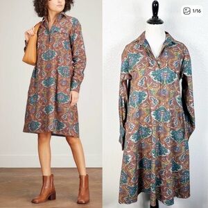 ANN MASHBURN Multicolor Paisley Long Sleeve Dress